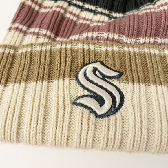 Seattle Kraken Beanie Toque Womens One Size Pom Pom NHL 47 Brand - Picture 2 of 16
